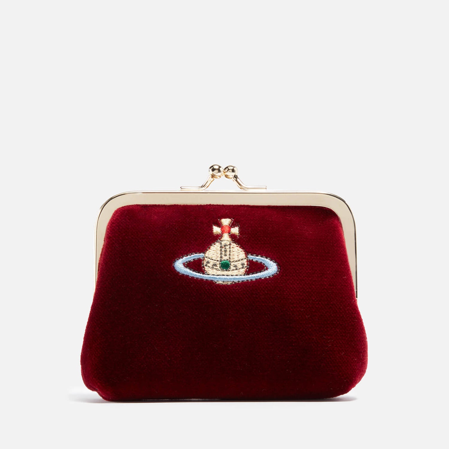 Vivienne Westwood Embroidered Orb Frame Velvet Coin Purse