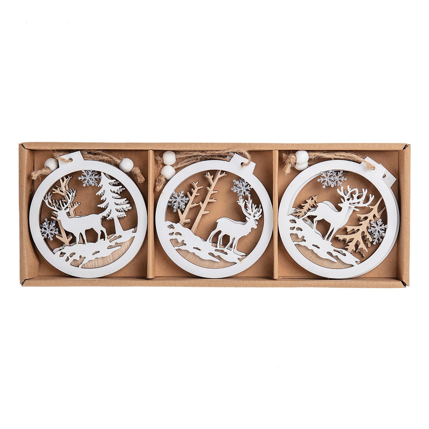 Woodland Scene Christmas Tree Decorations - Pack of 6 | Homebase