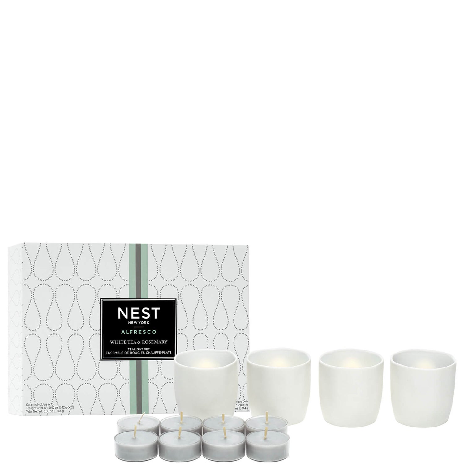 NEST New York White Tea and Rosemary Alfresco Tealight Holders Tealights Set