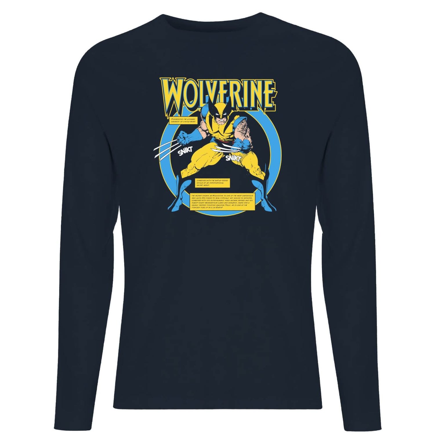 X-Men Wolverine Bio Long Sleeve T-Shirt - Navy