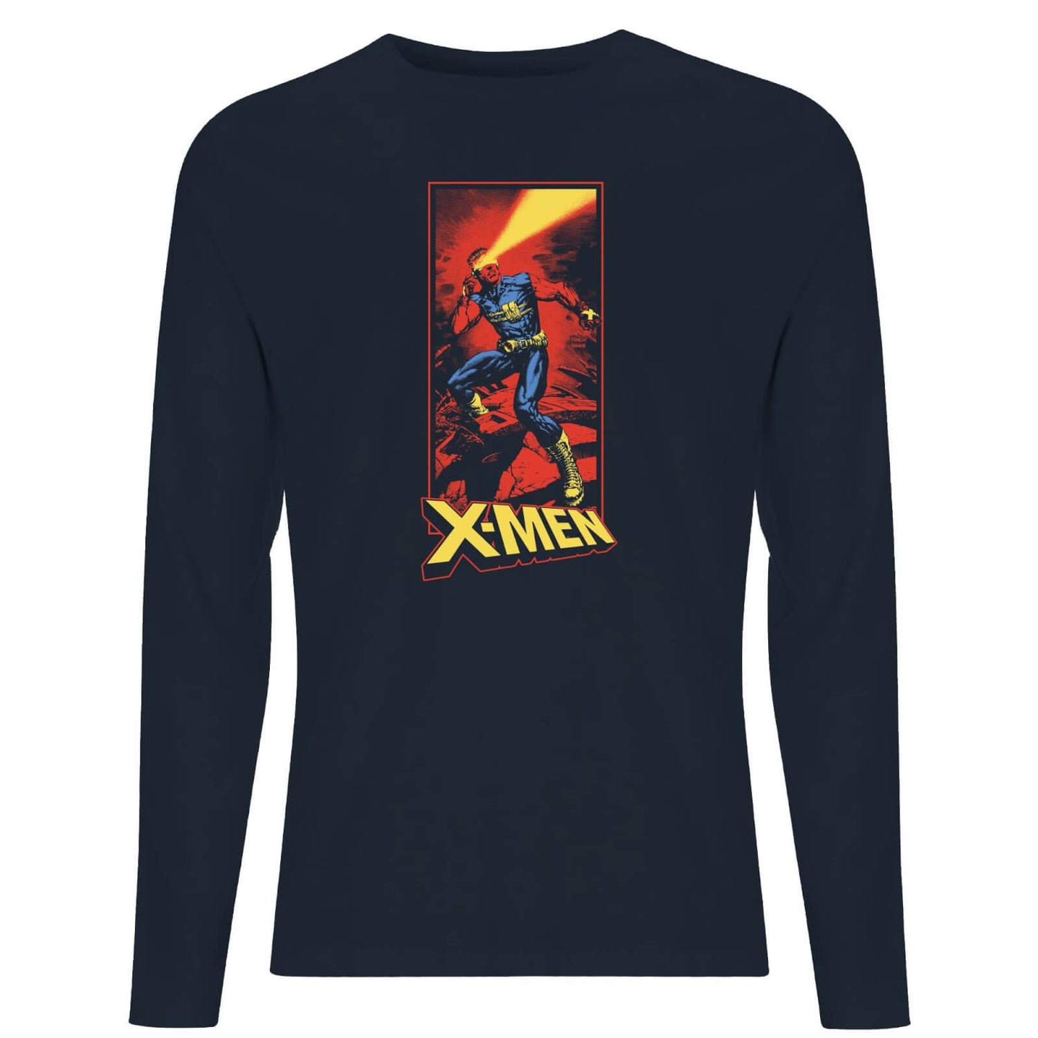 X-Men Cyclops Energy Beam Long Sleeve T-Shirt - Navy
