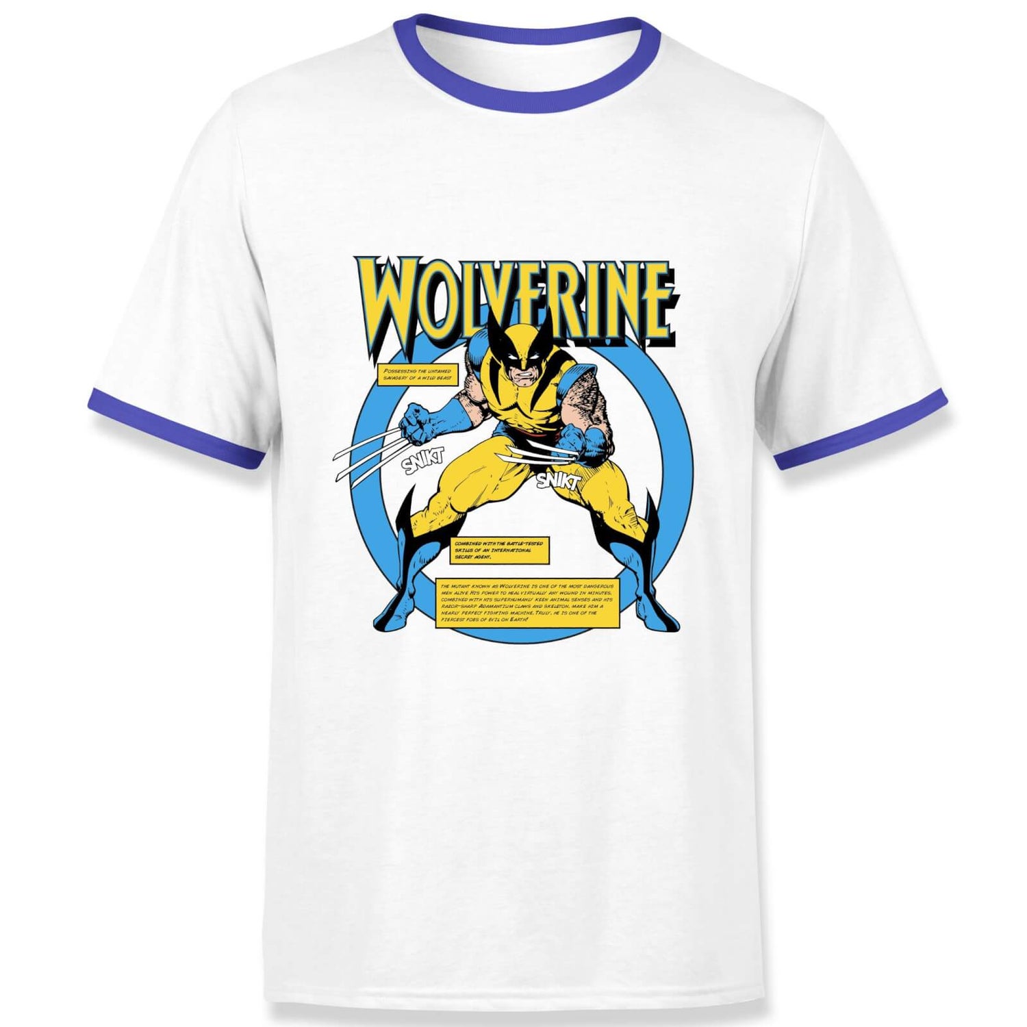 X-Men Wolverine Bio Men's Ringer T-Shirt - White/Navy