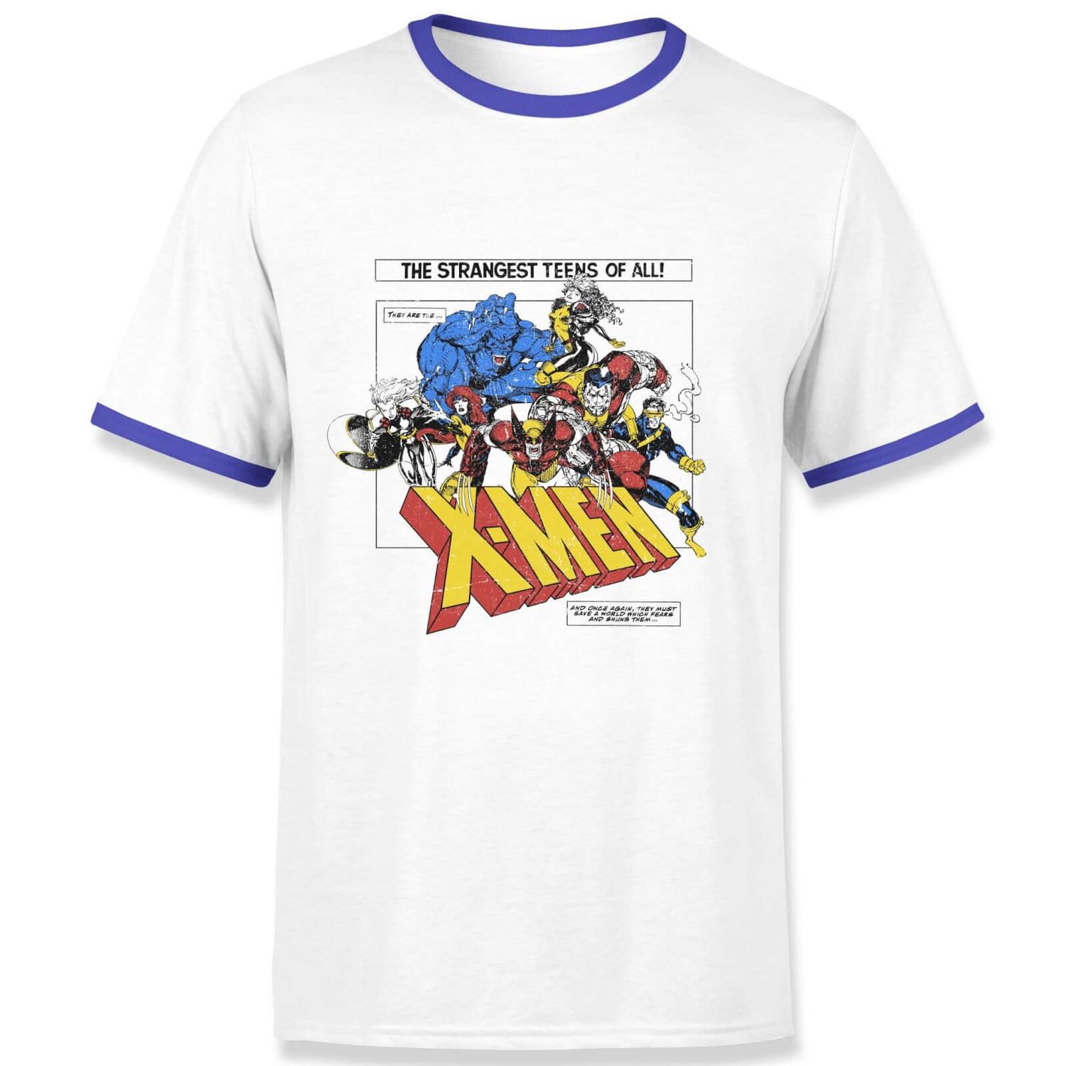 X-Men Retro Team Up Men's Ringer T-Shirt - White/Navy