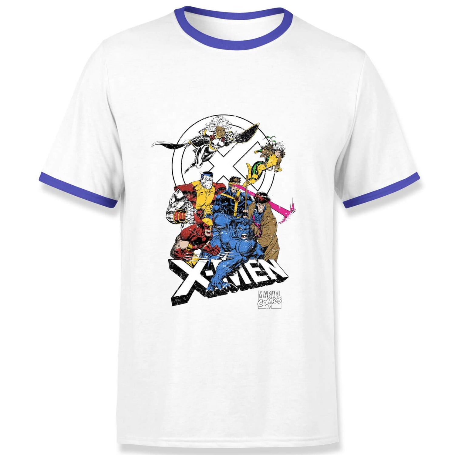 X-Men Super Team Men's Ringer T-Shirt - White/Navy