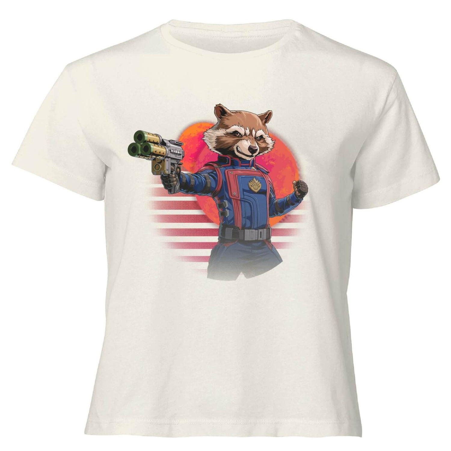 Guardians of the Galaxy Retro Rocket Raccoon Women's Cropped T-Shirt - Cream