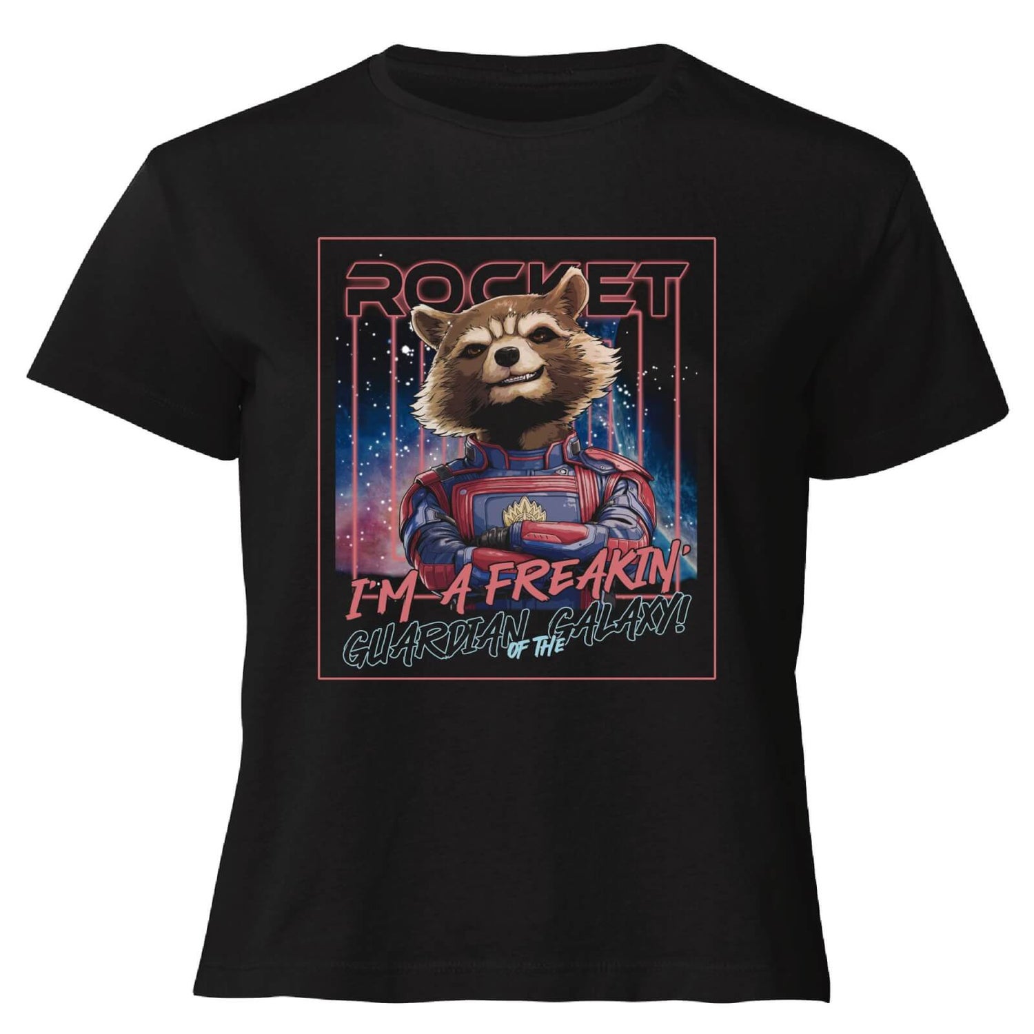 Guardians of the Galaxy Glowing Rocket Raccoon Women's Cropped T-Shirt - Black