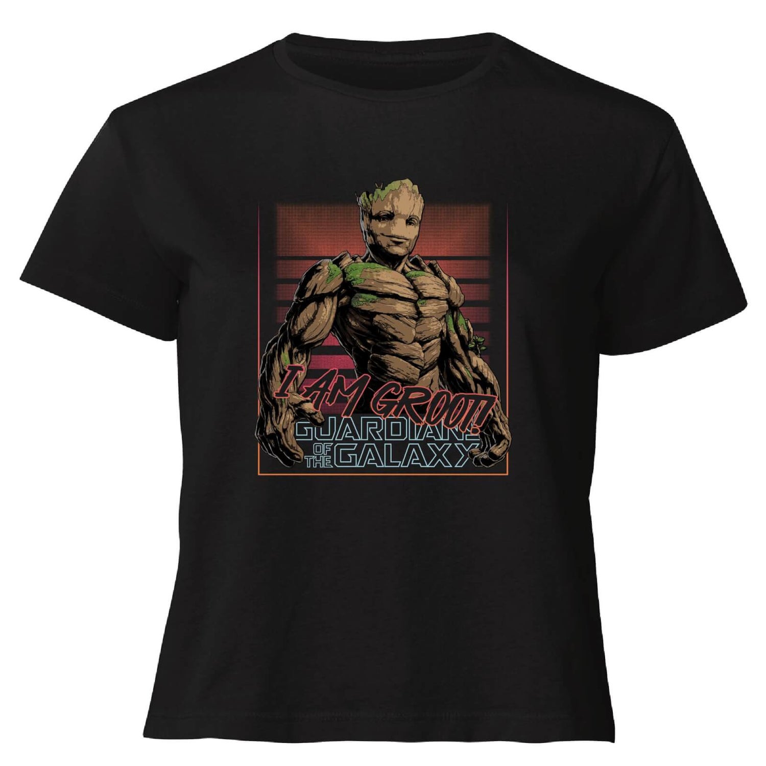 Guardians of the Galaxy I Am Retro Groot! Women's Cropped T-Shirt - Black
