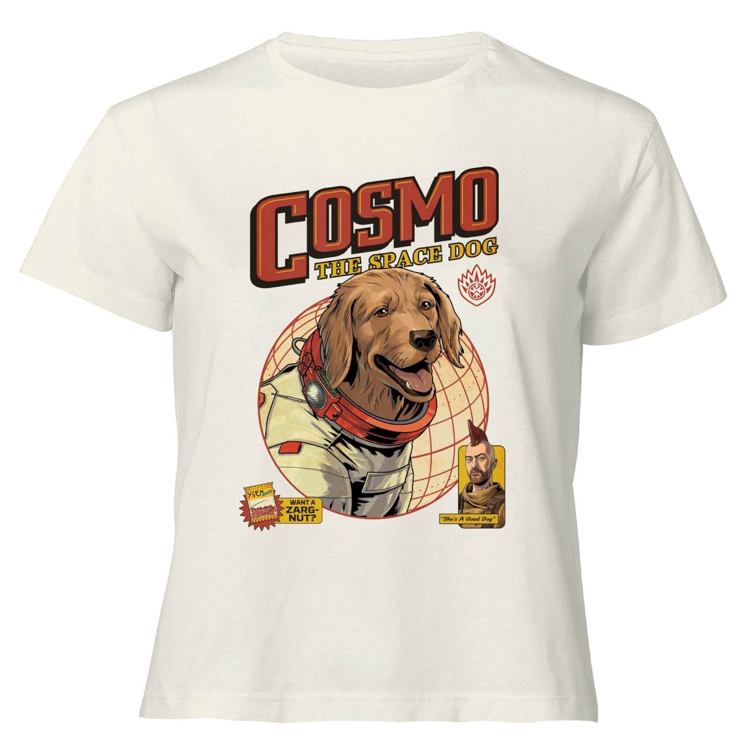 Guardians of the Galaxy Cosmo The Space Dog Women's Cropped T-Shirt - Cream