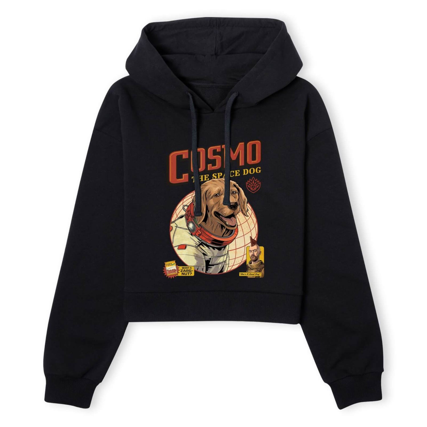Guardians of the Galaxy Cosmo The Space Dog Women's Cropped Hoodie - Black