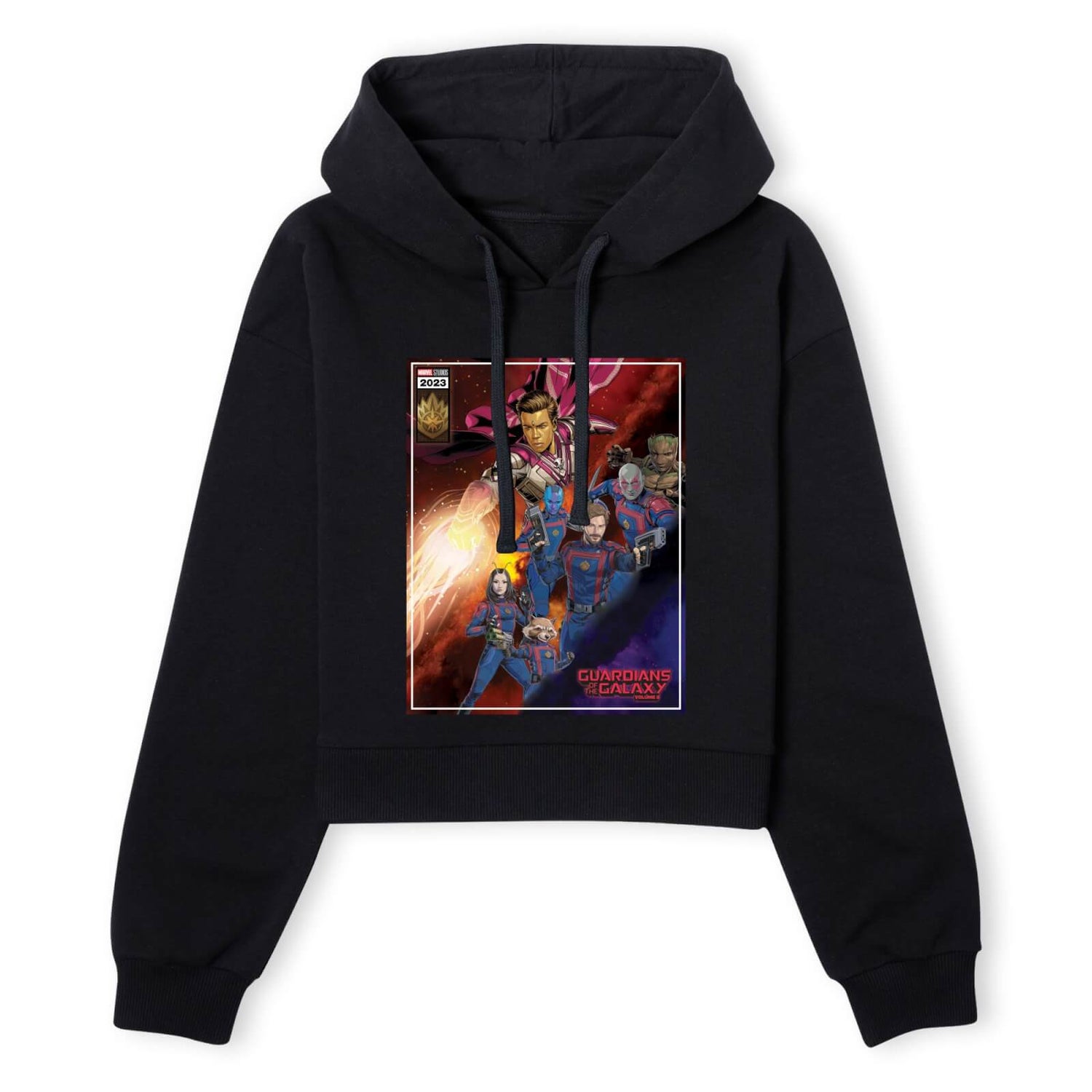 Guardians of the Galaxy Adam Warlock Comic Women's Cropped Hoodie - Black