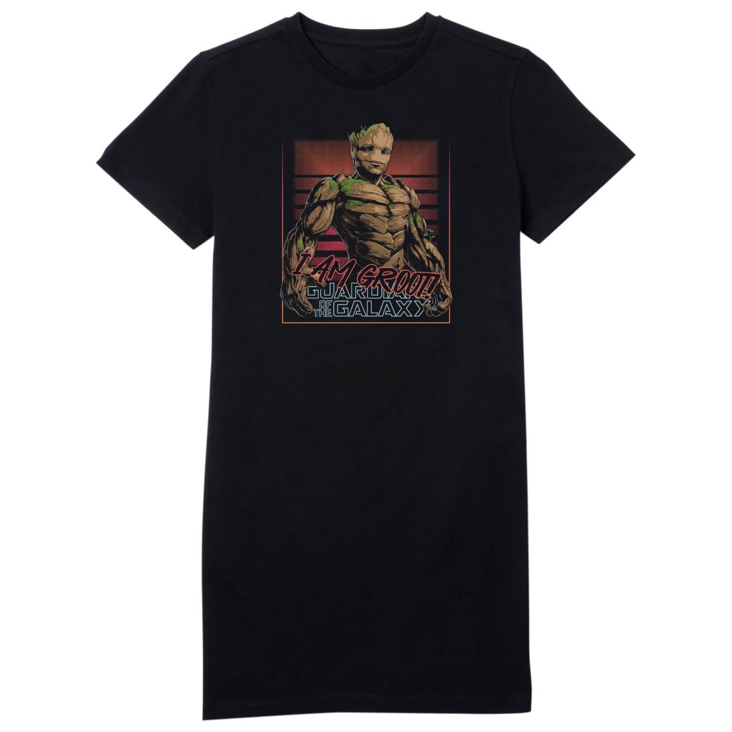 Guardians of the Galaxy I Am Retro Groot! Women's T-Shirt Dress - Black