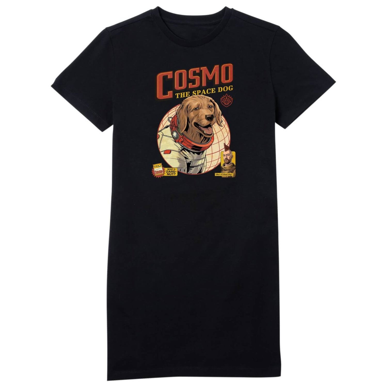Guardians of the Galaxy Cosmo The Space Dog Women's T-Shirt Dress - Black