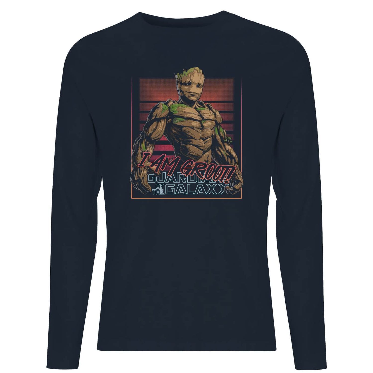 Guardians of the Galaxy I Am Retro Groot! Men's Long Sleeve T-Shirt - Navy