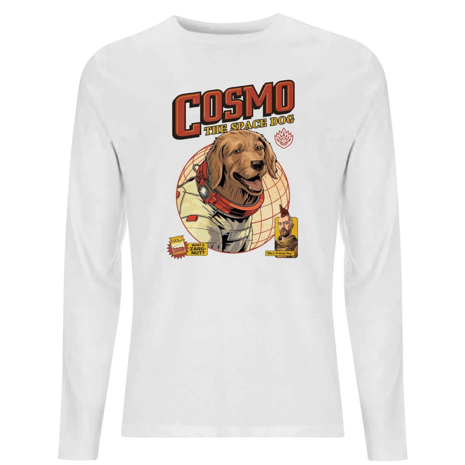 Guardians of the Galaxy Cosmo The Space Dog Men's Long Sleeve T-Shirt - White