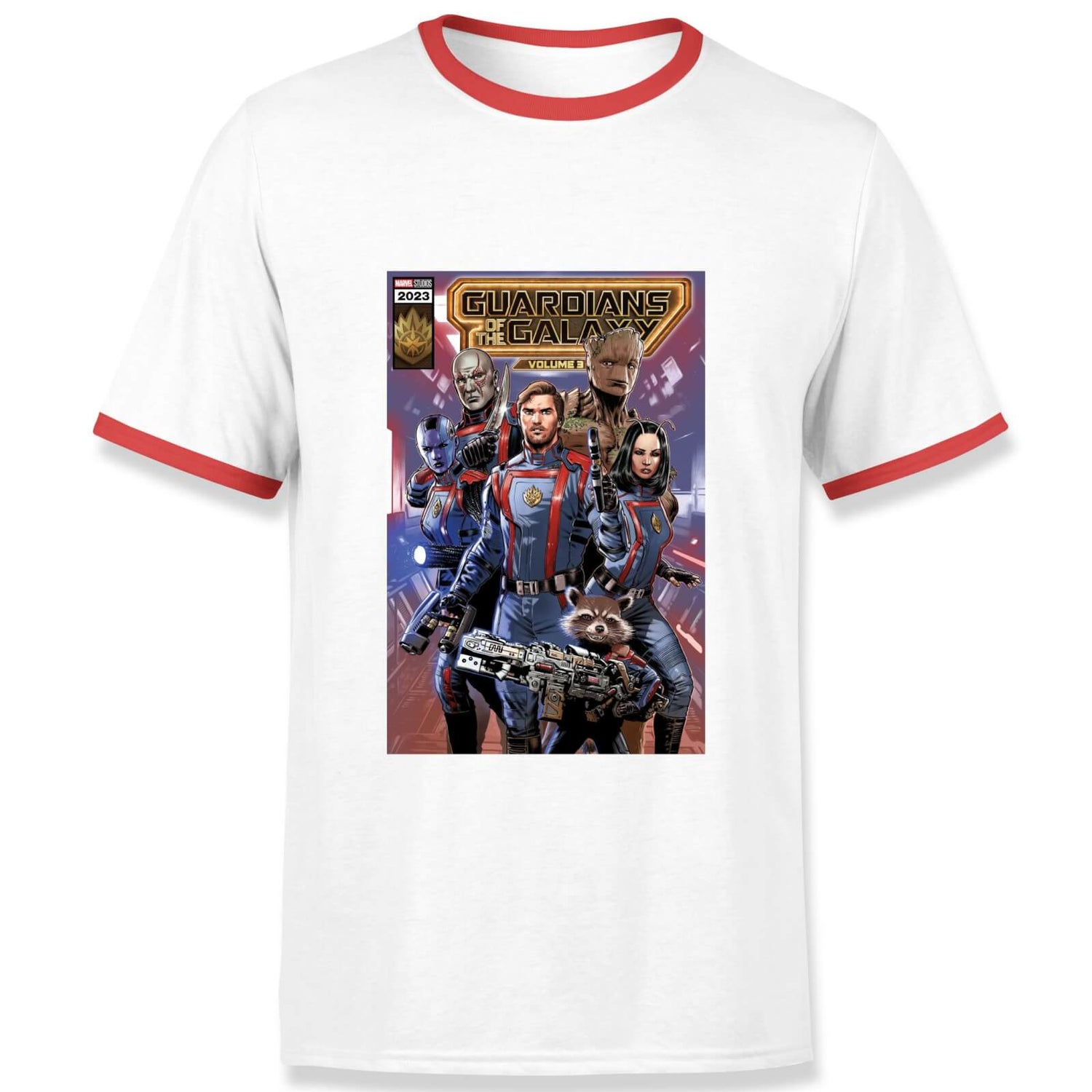 Guardians of the Galaxy Photo Comic Cover Men s Ringer T Shirt