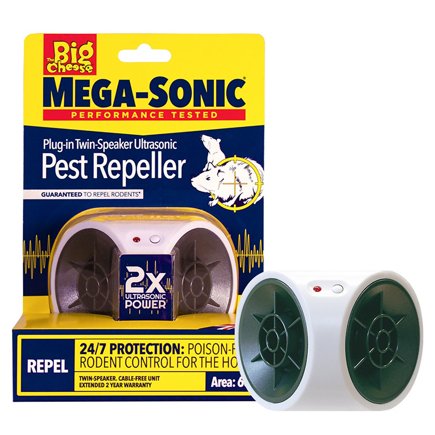 The Big Cheese Ultra Power Mega Sonic Plug In Ultrasonic Pest Repeller Repels Mice and Rats from your Home