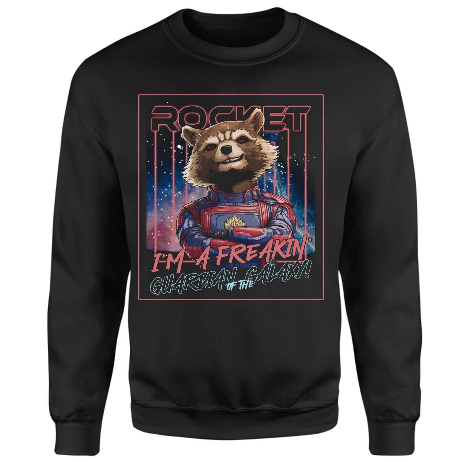 Guardians of the Galaxy Glowing Rocket Raccoon Sweatshirt - Black