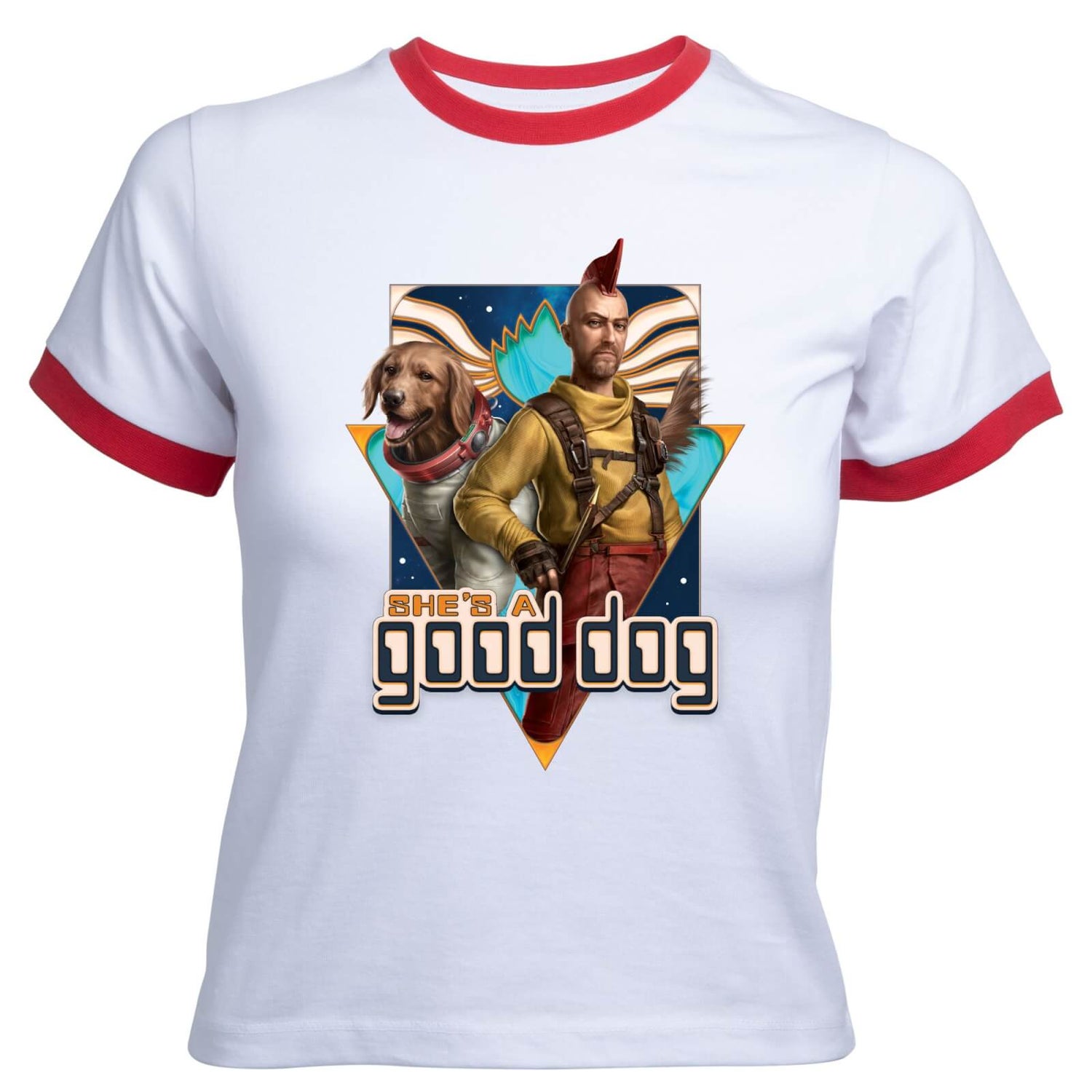 Guardians of the Galaxy She's A Good Dog Women's Cropped Ringer T-Shirt - White Red