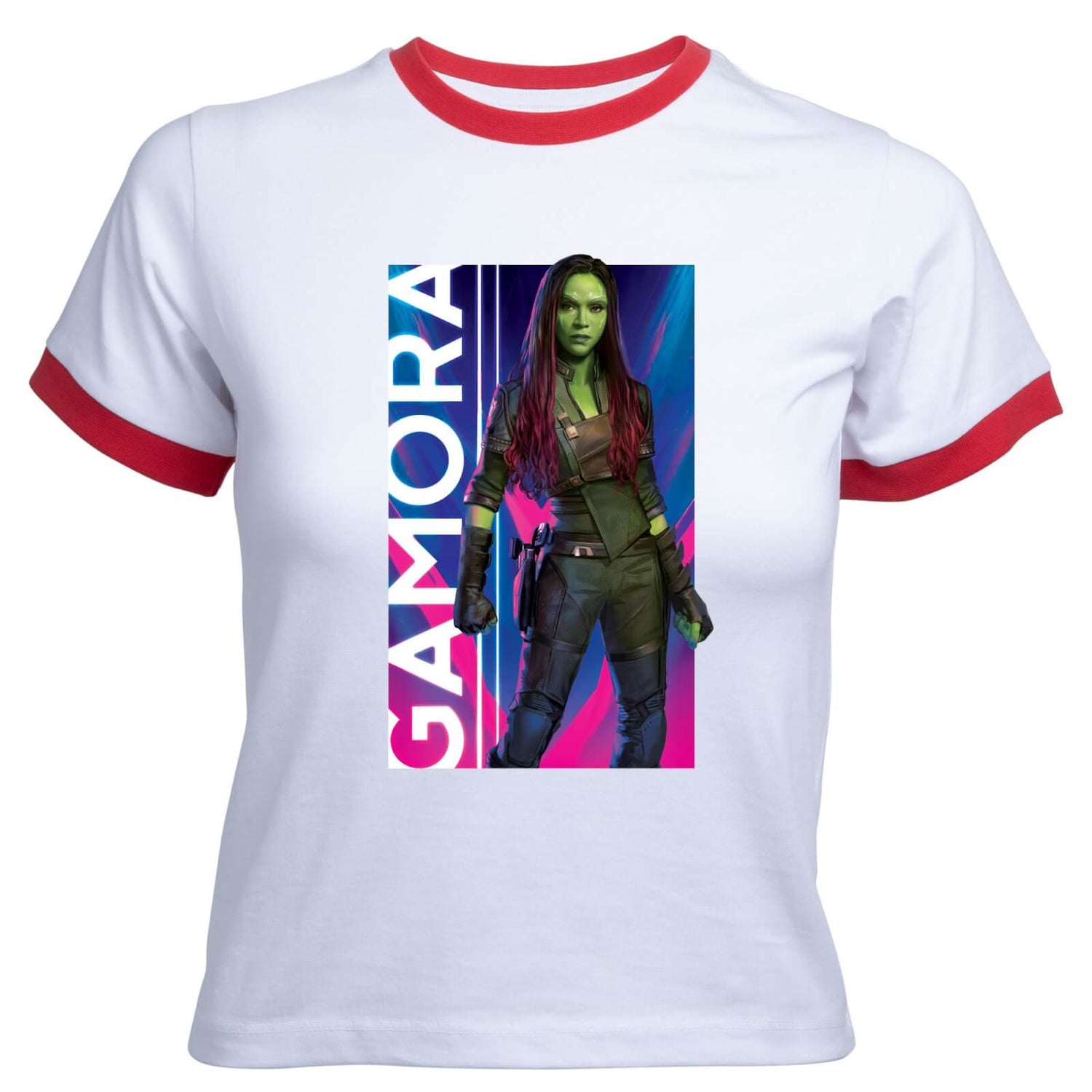 Guardians of the Galaxy Gamora Women's Cropped Ringer T-Shirt - White Red