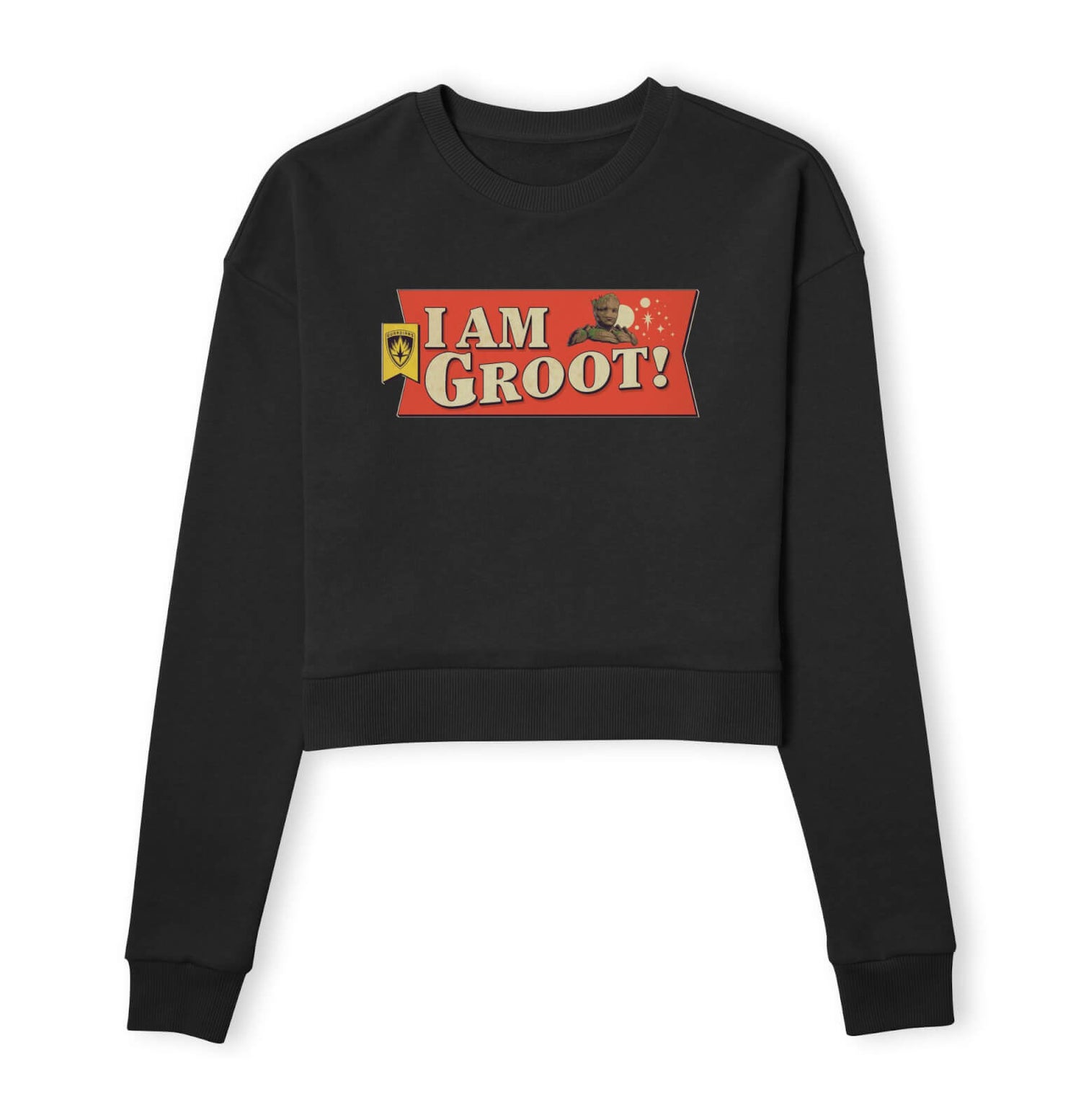 Guardians of the Galaxy I Am Groot! Women's Cropped Sweatshirt - Black