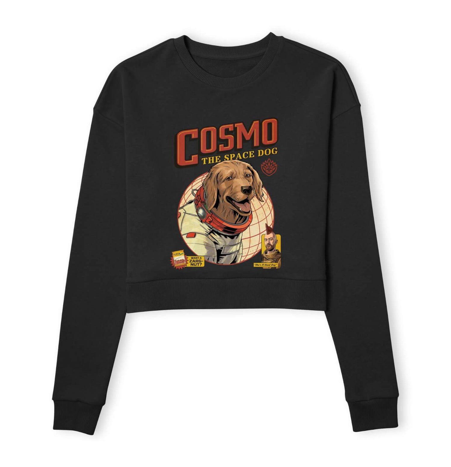 Guardians of the Galaxy Cosmo The Space Dog Women's Cropped Sweatshirt - Black