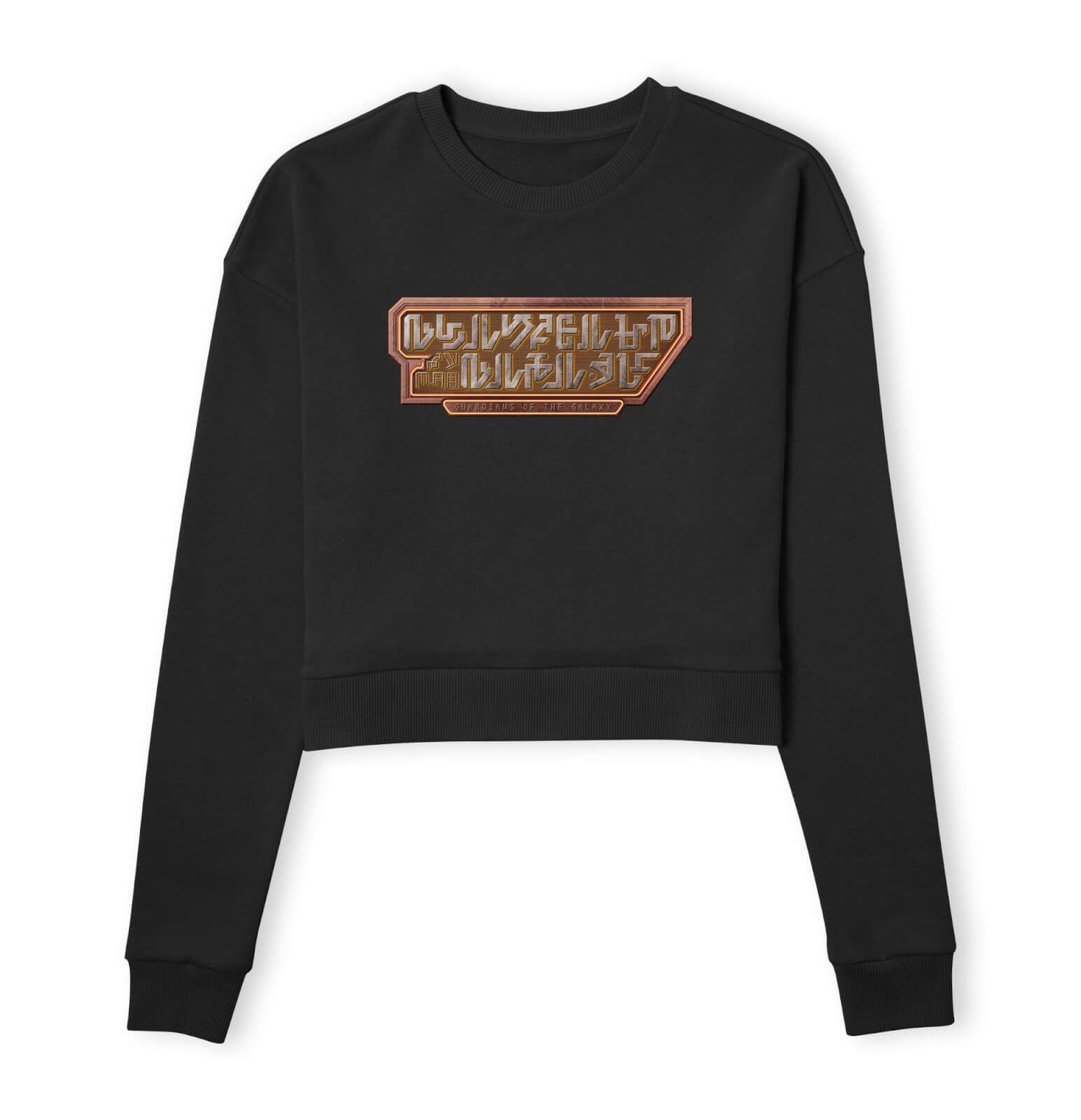 Guardians of the Galaxy Language Logo Women's Cropped Sweatshirt - Black