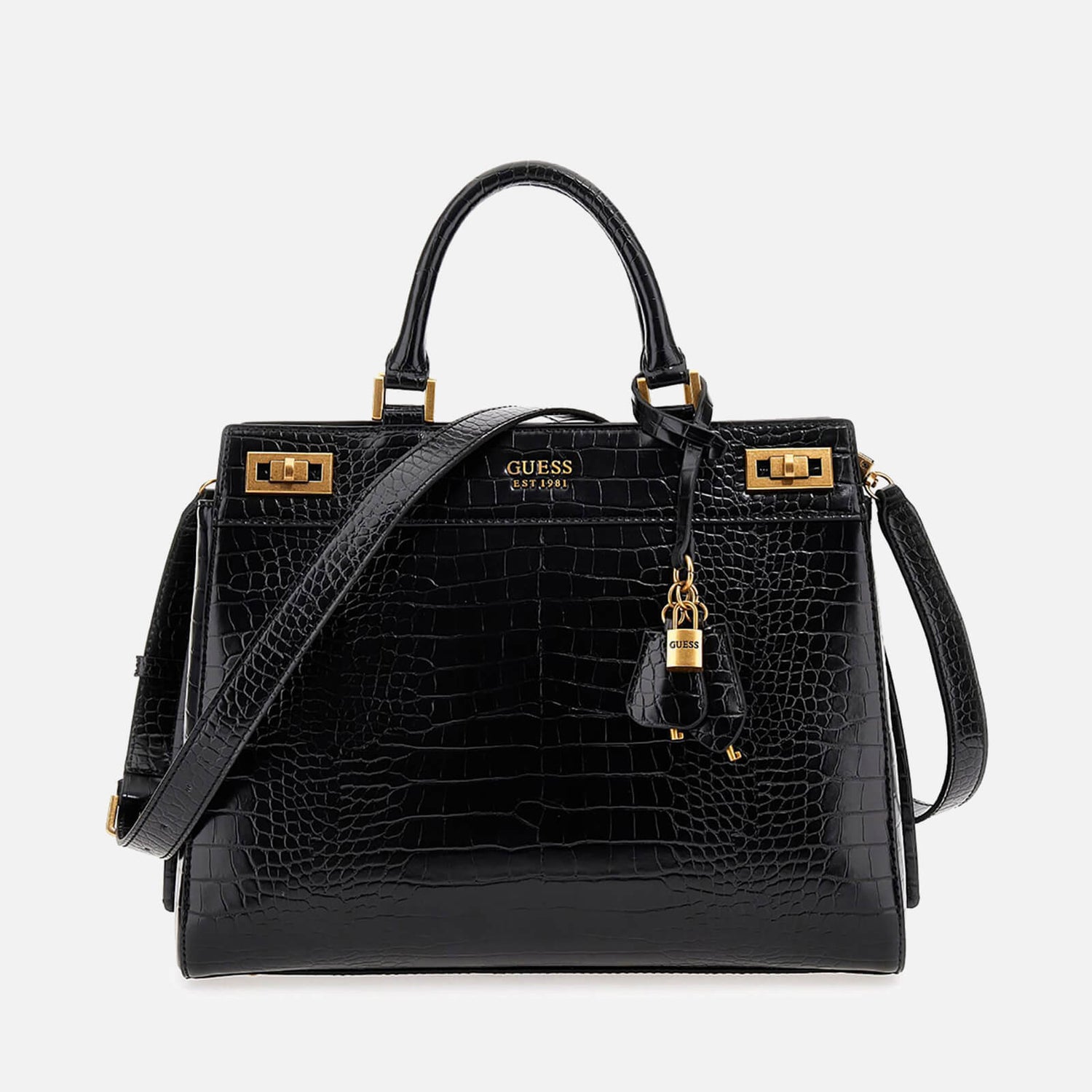 Guess Katey Cross Large Faux Leather Satchel Tote Bag