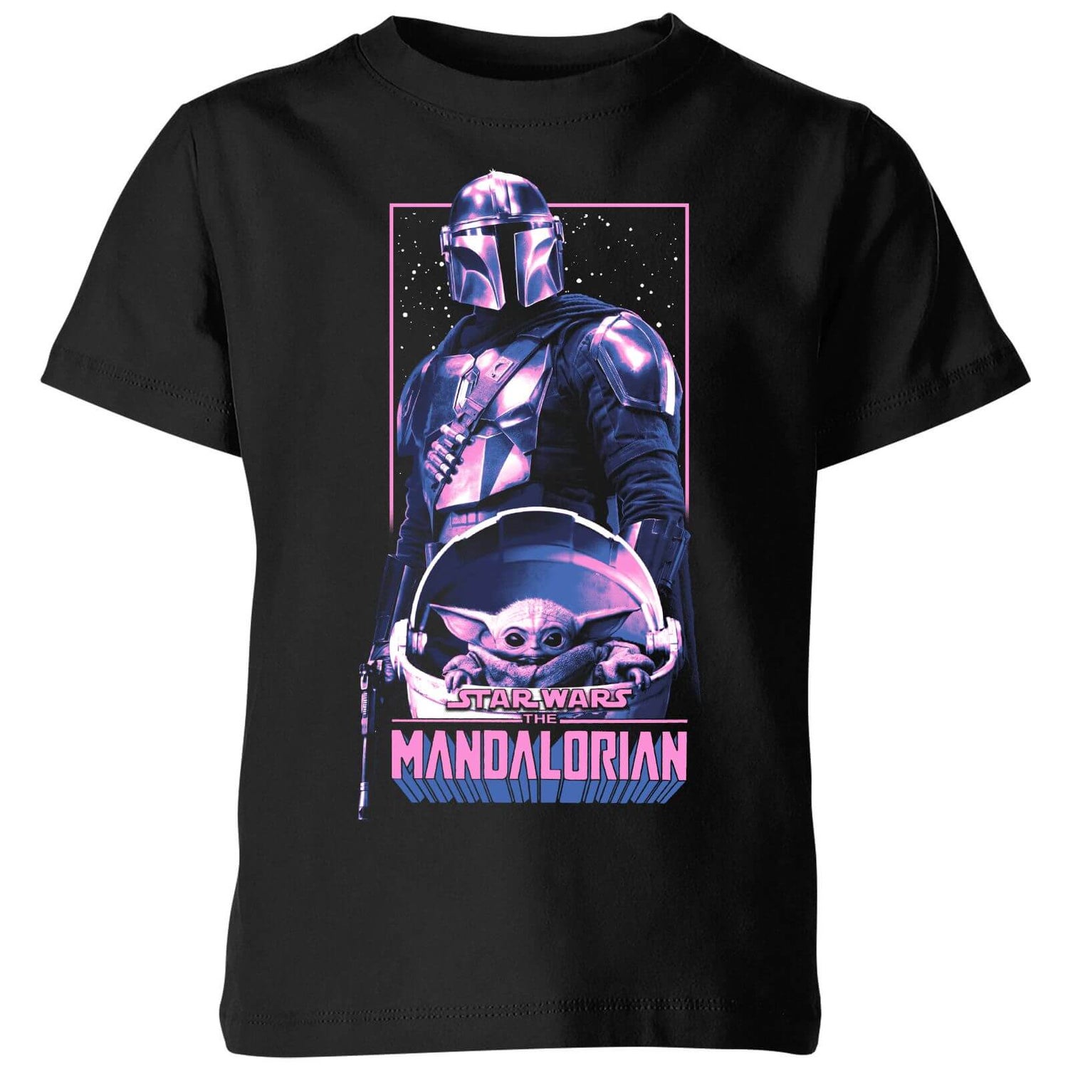 The Mandalorian Grogu & Mando Pink Kids' T-Shirt - Black