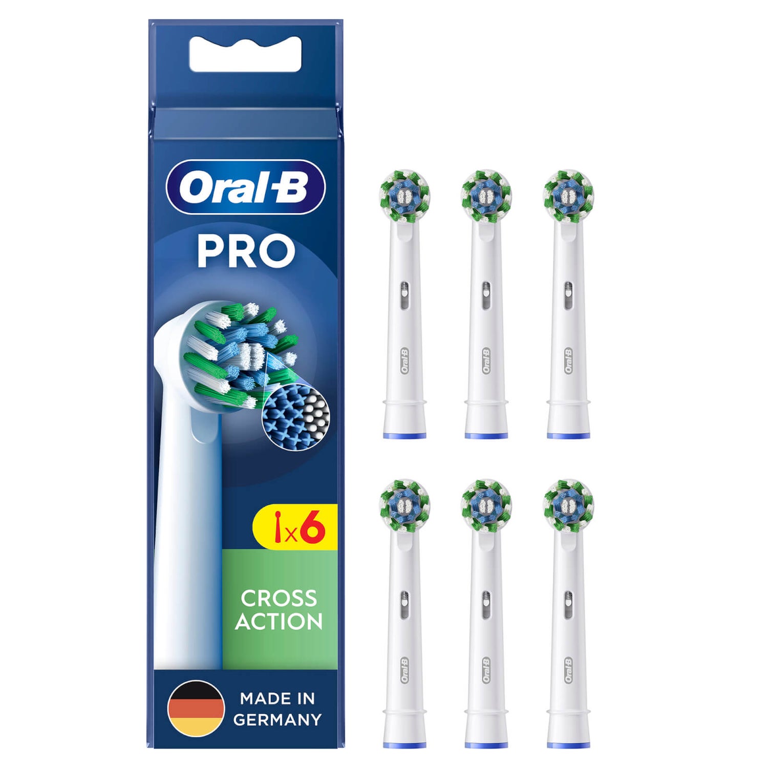 Oral-B Pro CrossAction Aufsteckbürsten für elektrische Zahnbürste, X-förmige Borsten, 6 Stück