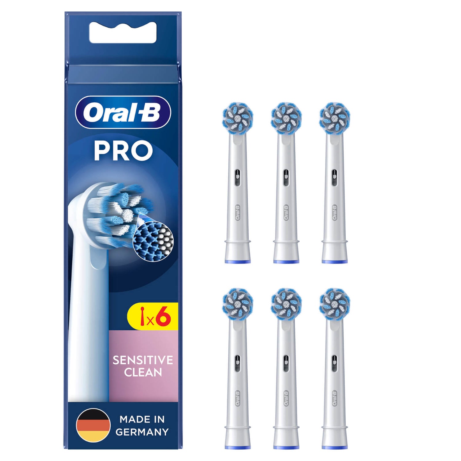 Oral-B Pro Sensitive Clean Aufsteckbürsten für elektrische Zahnbürste, X-förmige Borsten, 6 Stück