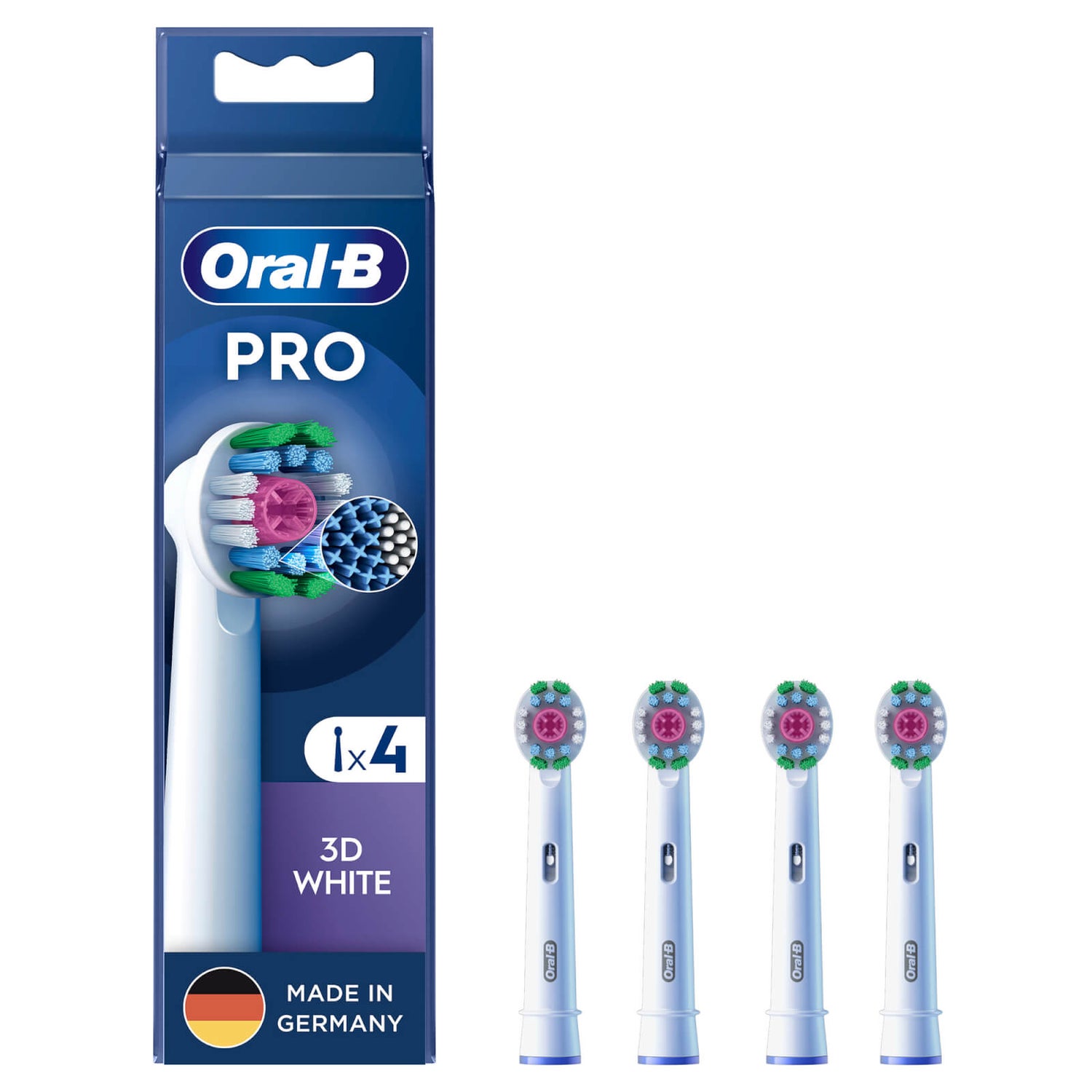 Oral-B Pro 3DWhite Aufsteckbürsten für elektrische Zahnbürste, X-förmige Borsten, 4 Stück