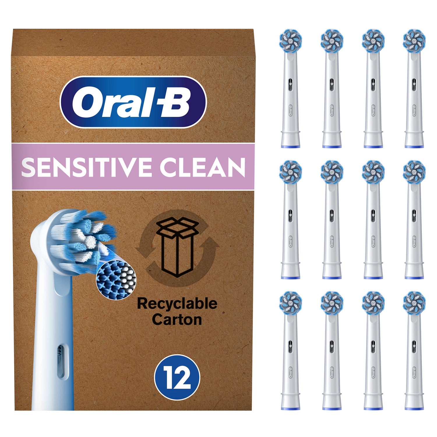 Oral-B Pro Sensitive Clean Aufsteckbürsten für elektrische Zahnbürste, X-förmige Borsten, briefkastenfähige Verpackung, 12 Stück