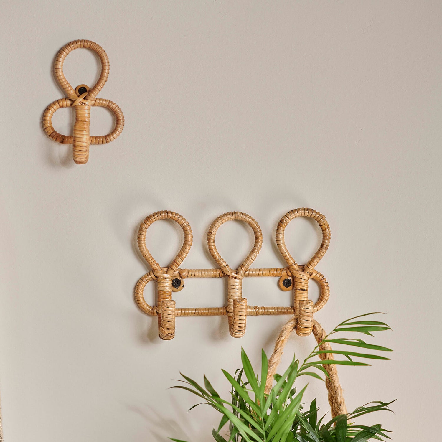 Nkuku Abiyan Bamboo and Iron Triple Hook - Natural