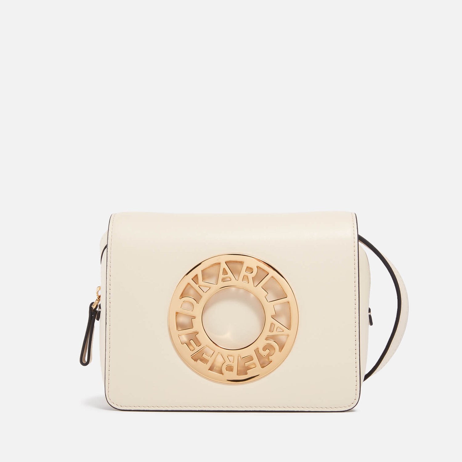 Karl Lagerfeld Disk Logo Leather Crossbody Bag