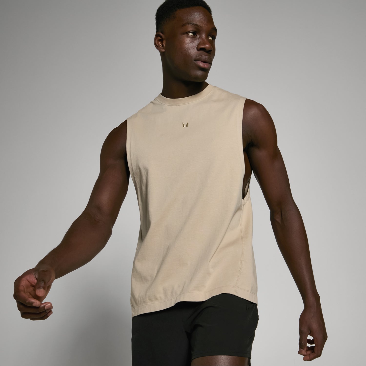 Camiseta sin mangas con sisas caídas de efecto lavado Tempo para hombre - Piedra lavada - XS
