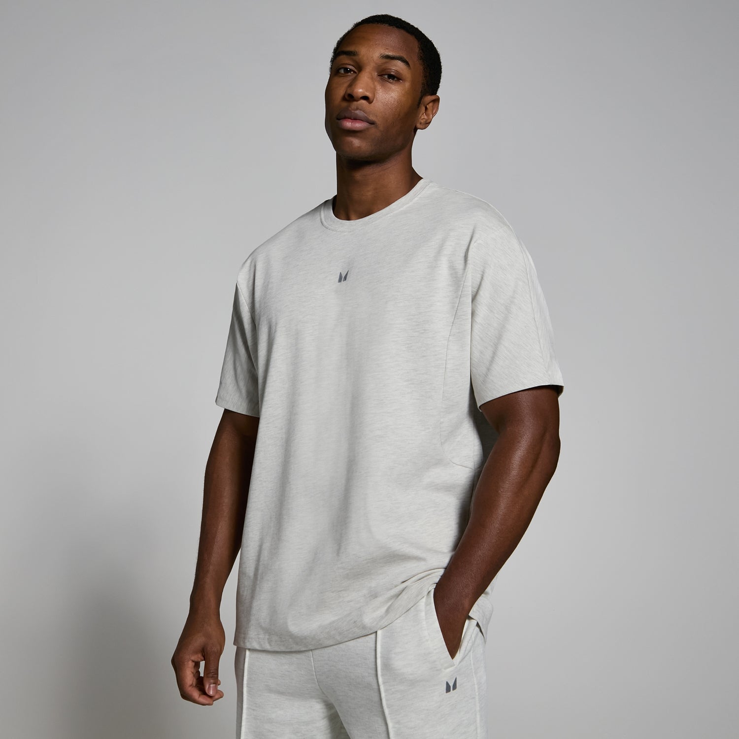 Мужская оверсайз футболка MP Lifestyle из плотной ткани — светло-серый меланж - XS