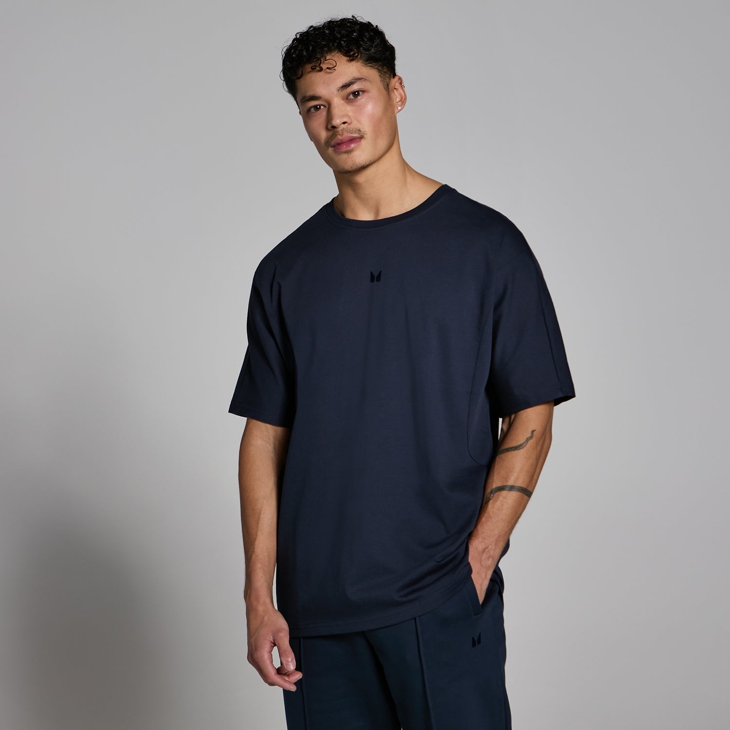 Мужская оверсайз футболка MP Lifestyle из плотной ткани — темно-синий цвет - XS