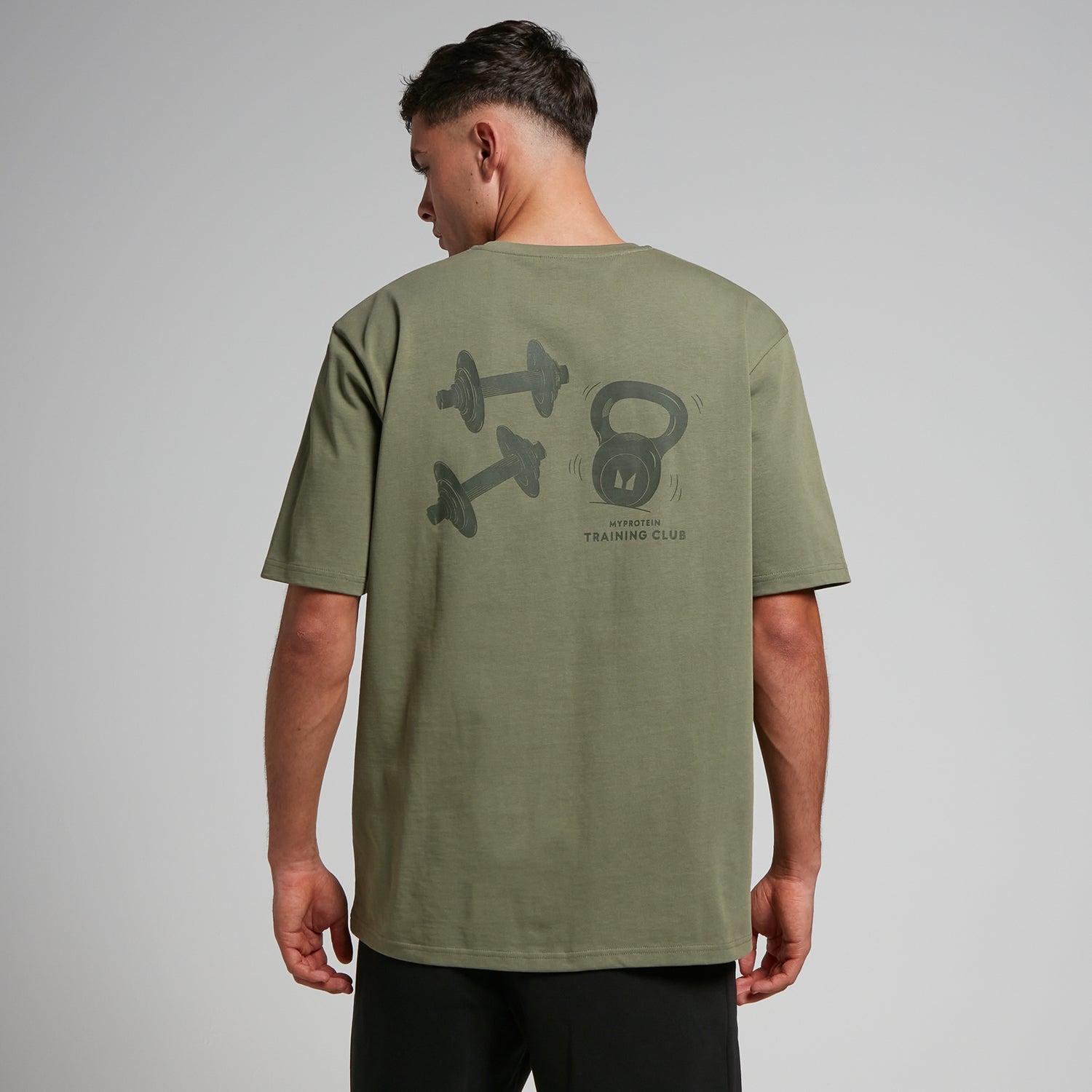Мужская оверсайз футболка MP Tempo с графическим рисунком — оливковый цвет - XS