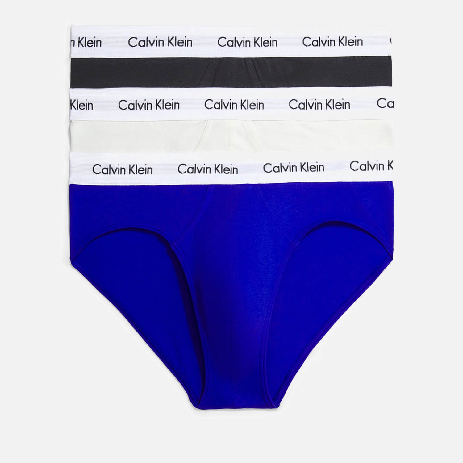 Calvin Klein 3 Pack Cotton-Blend Hip Briefs - S