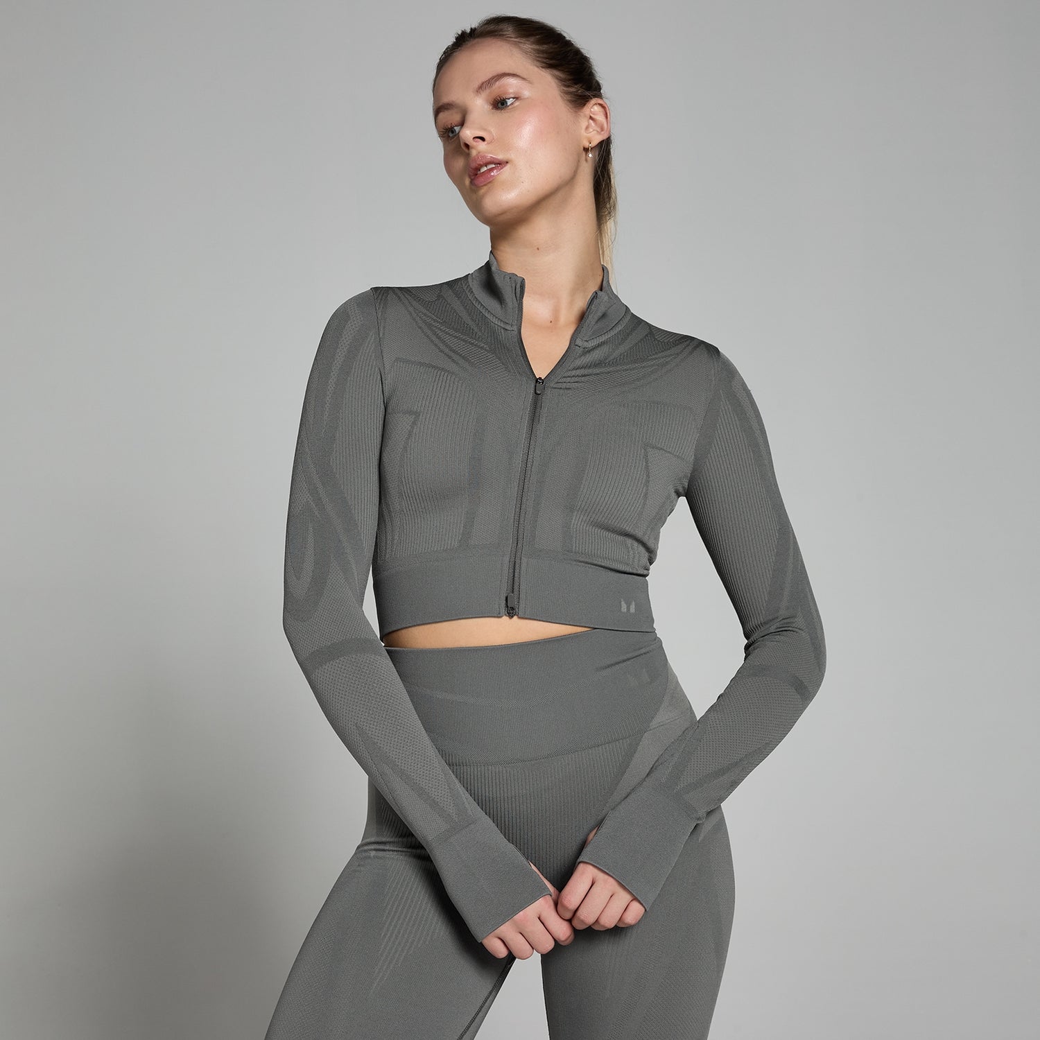 Jachetă decupată fără cusături MP Tempo Ultra Geometric pentru femei - Carbon - XS