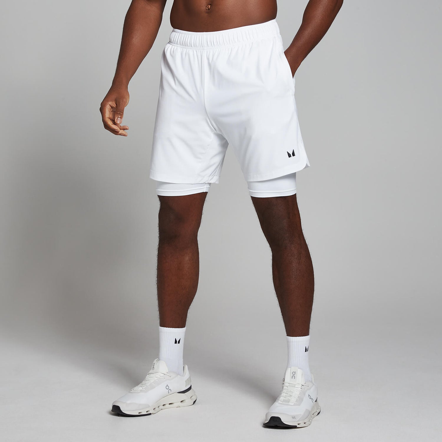 MP Men's 2-in-1 Training Shorts - White - XS