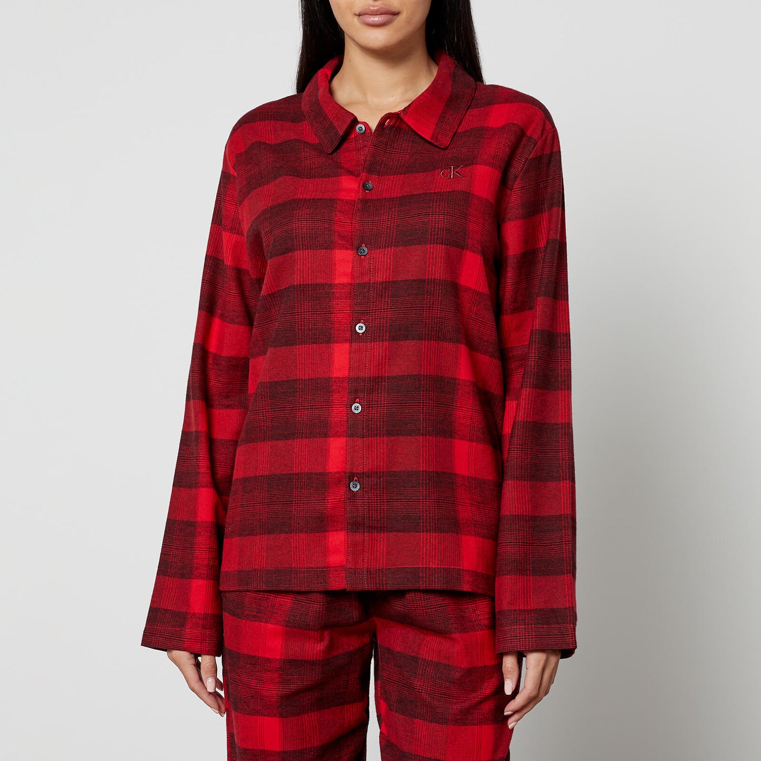 Calvin Klein Brushed Cotton-Flannel Pyjama Shirt - S