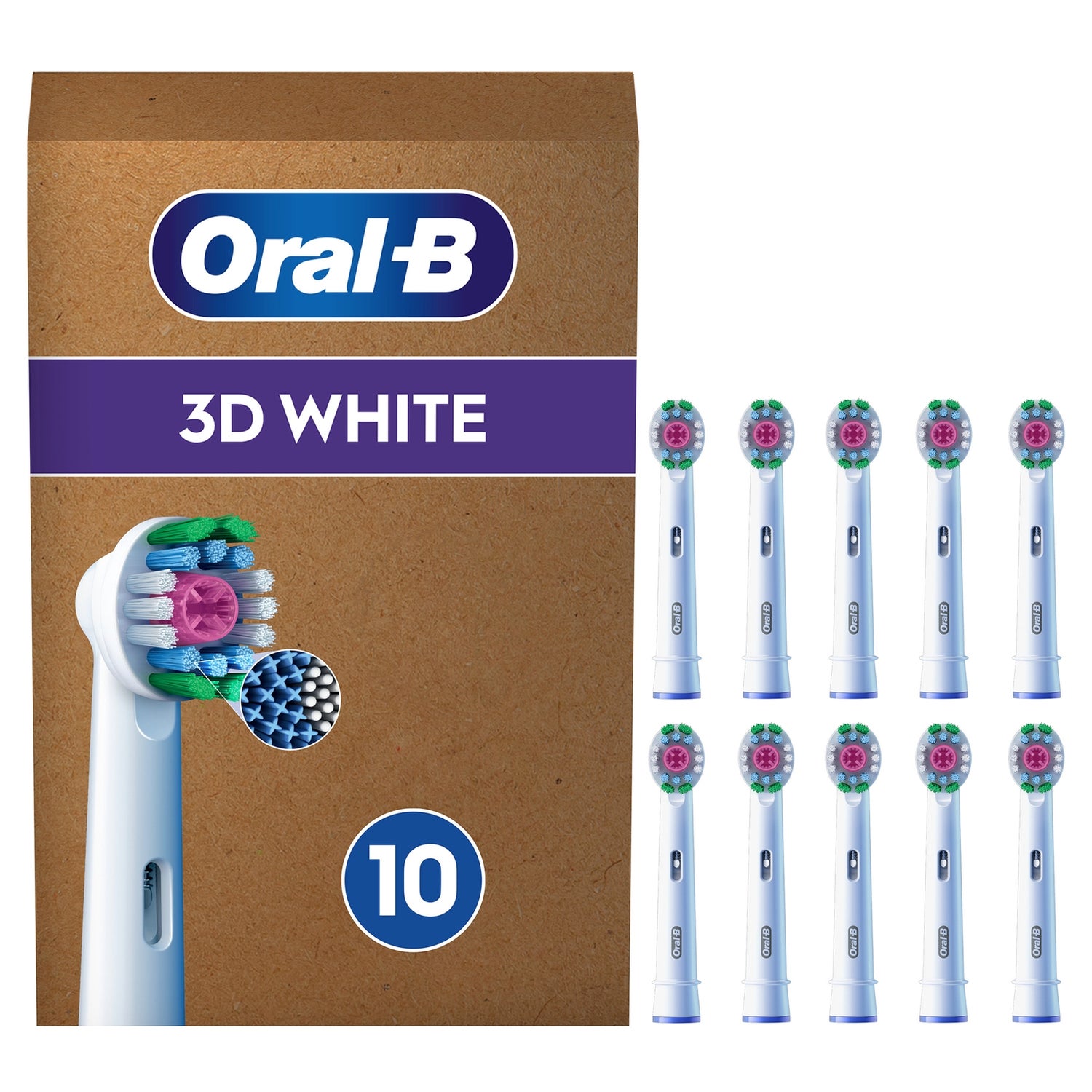 Oral-B Pro 3D Opzetborstels Wit, 10 Stuks
