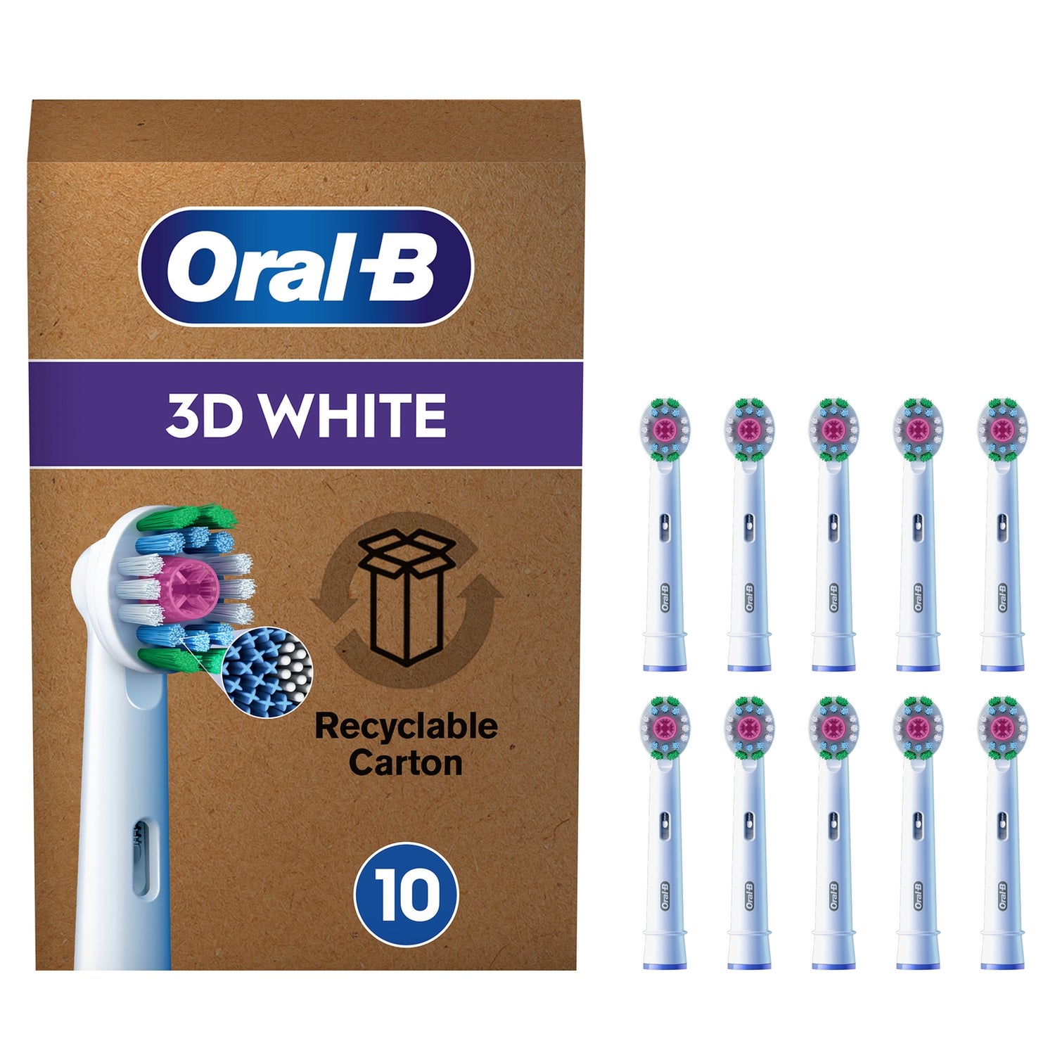 Oral B 3D White Toothbrush Head - Pack of 10 Counts