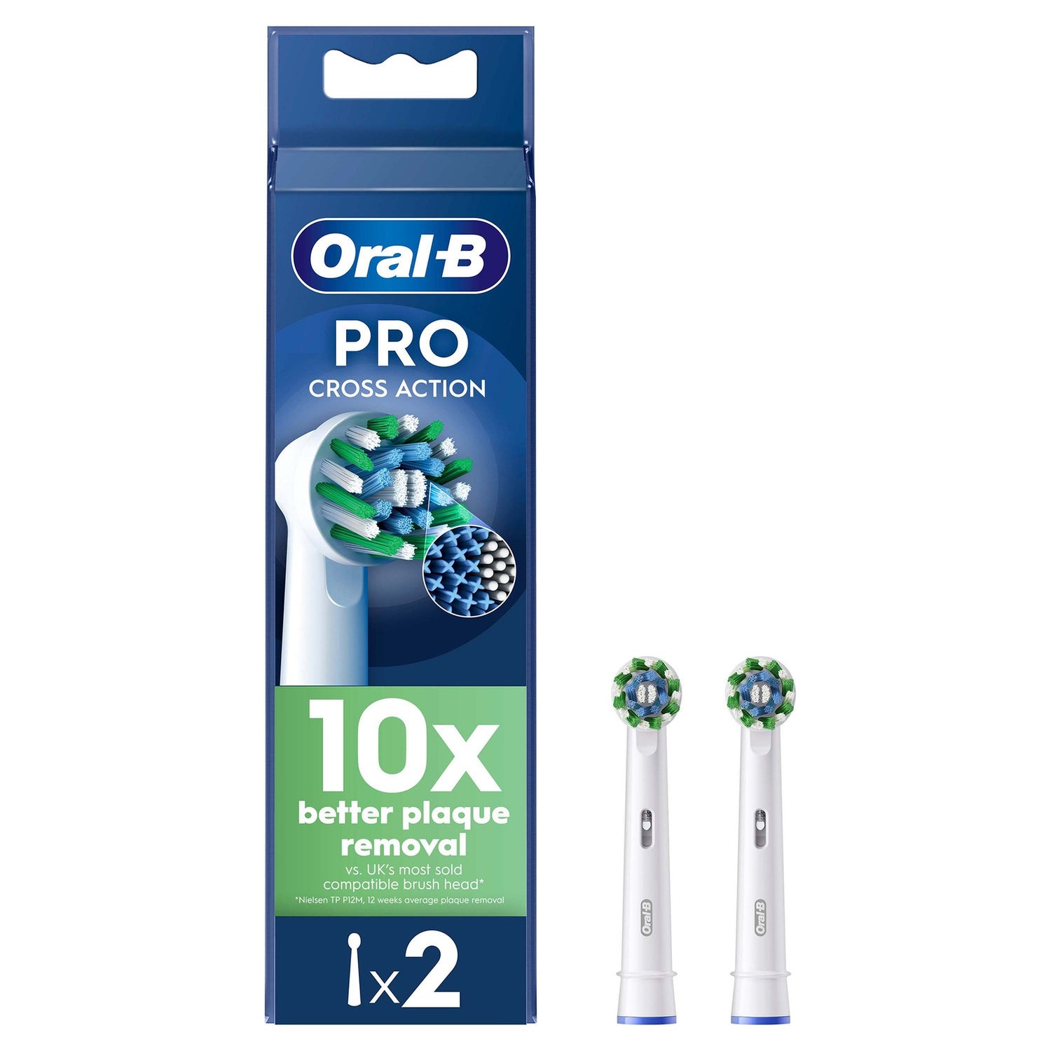 Oral B CrossAction White Toothbrush Head - Pack of 2 Counts