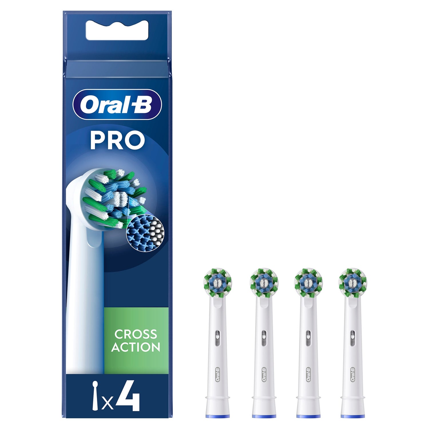 Oral B CrossAction White Toothbrush Head - Pack of 4 Counts