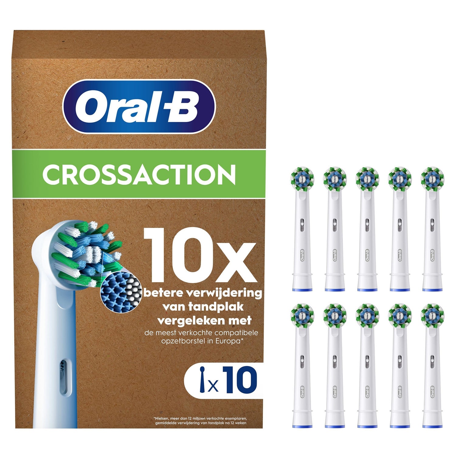 Oral-B Pro Cross Action Opzetborstels Wit, 10 Stuks
