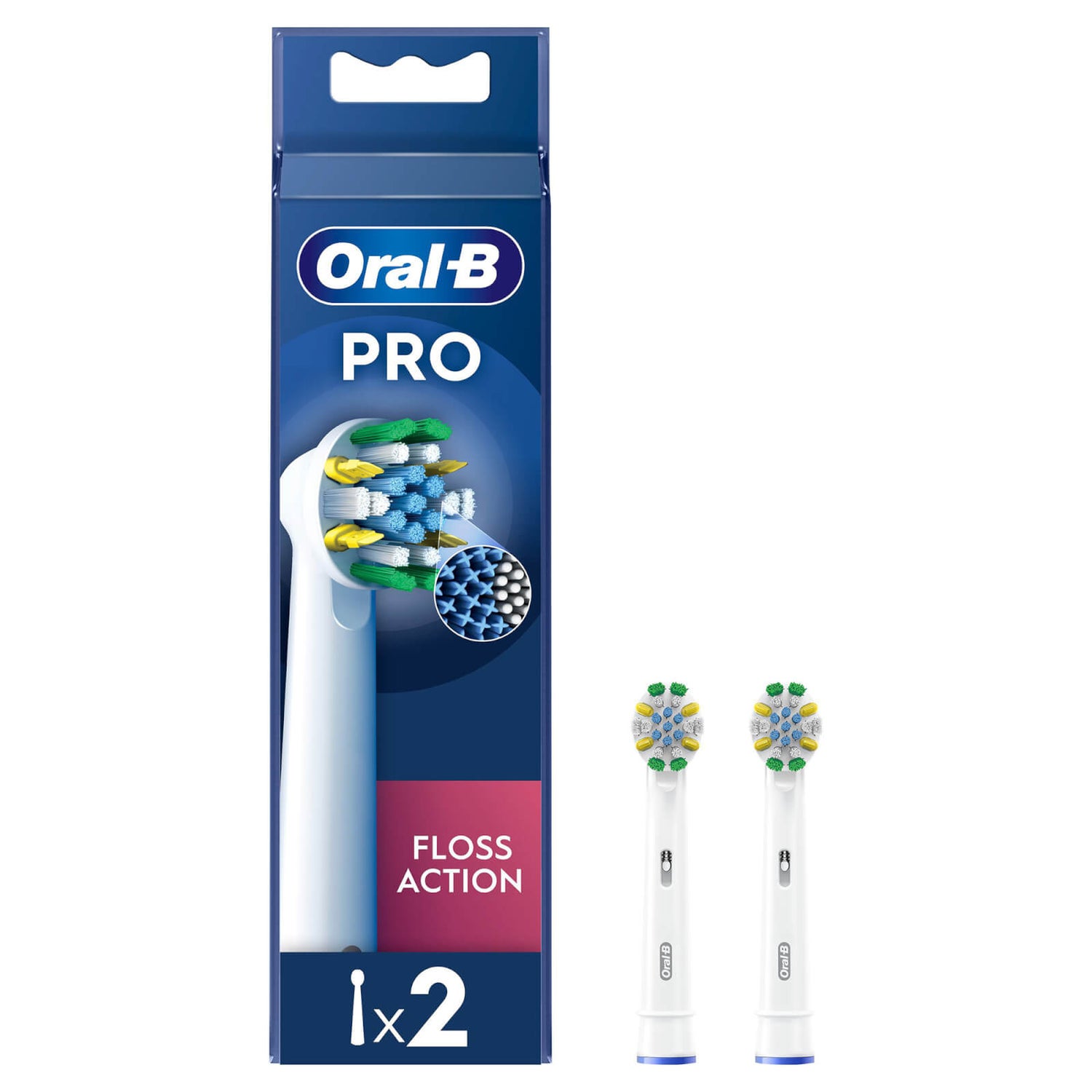 Oral B FlossAction White Toothbrush Head - Pack of 2 Counts