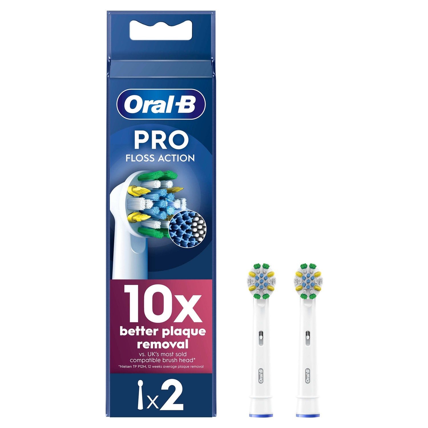 Oral B FlossAction White Toothbrush Head - Pack of 2 Counts