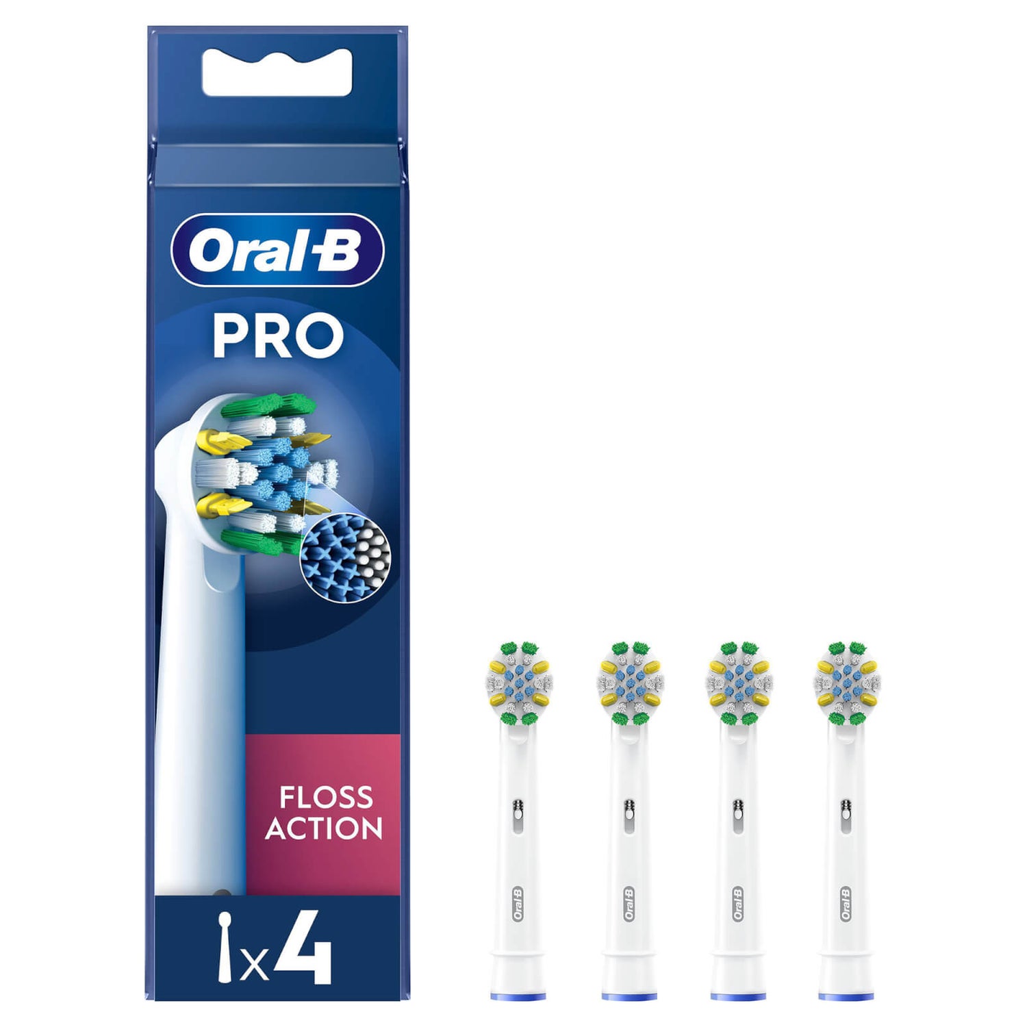 Oral B FlossAction White Toothbrush Head - Pack of 4 Counts